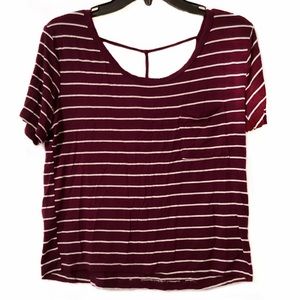 4/$15 🌻 American Dream Size M Maroon White Stripe Top